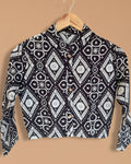 Indiehaat | Pure Cotton Crop Top Black Hand Printed