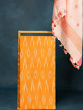 Pure Linen Precious Gray Dupatta & Orange Ikkat Kurti Set