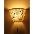 Indiehaat | Flower Kalamkari Handpainted Wall Mount Leather Lamp | 5.5 Inch