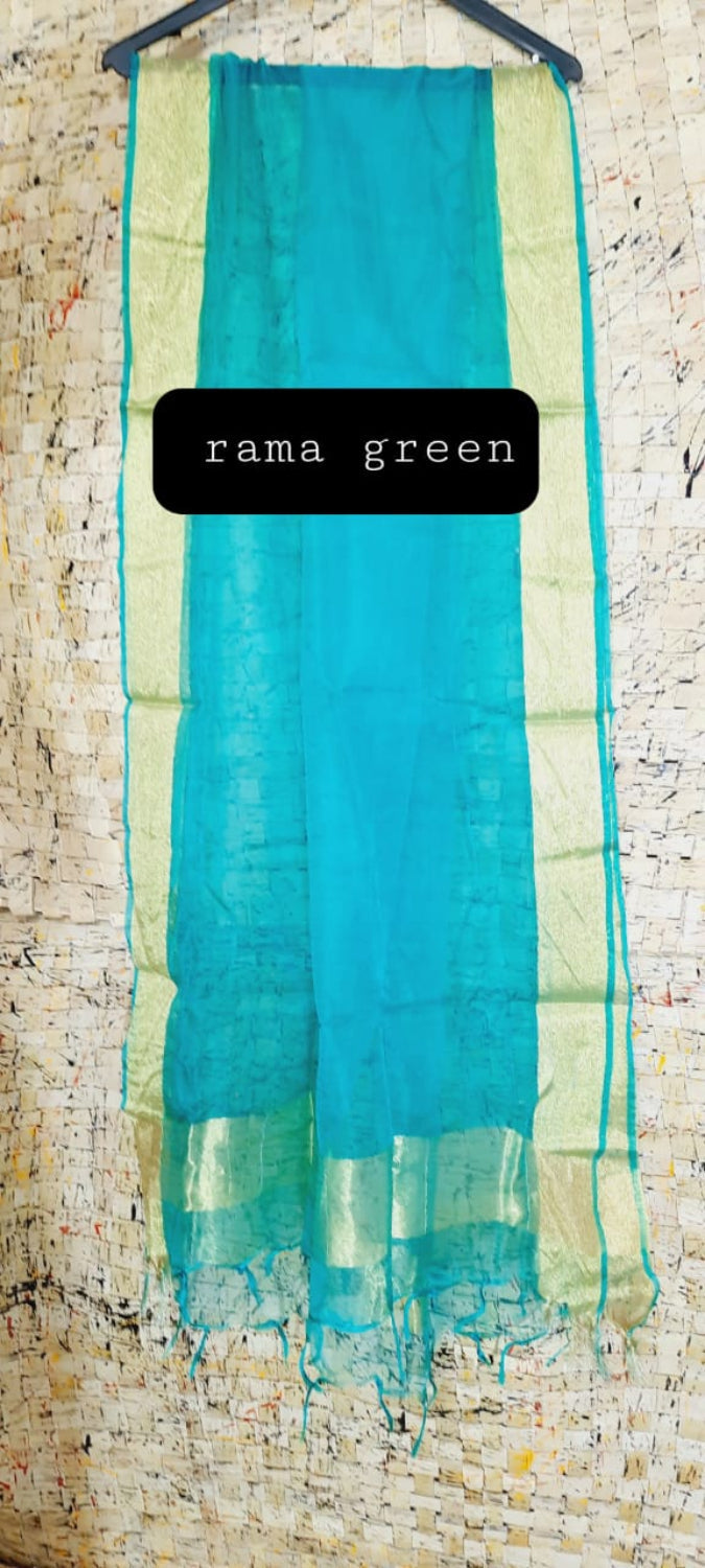 Organza Dupatta â€“ Rama Green â€“ Hand Dyed â€“ Indiehaat