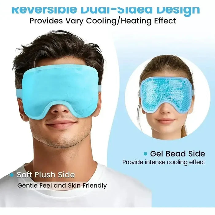 Gel bead eye mask for puffy eyes, offering cooling and gentle heat for relaxation.