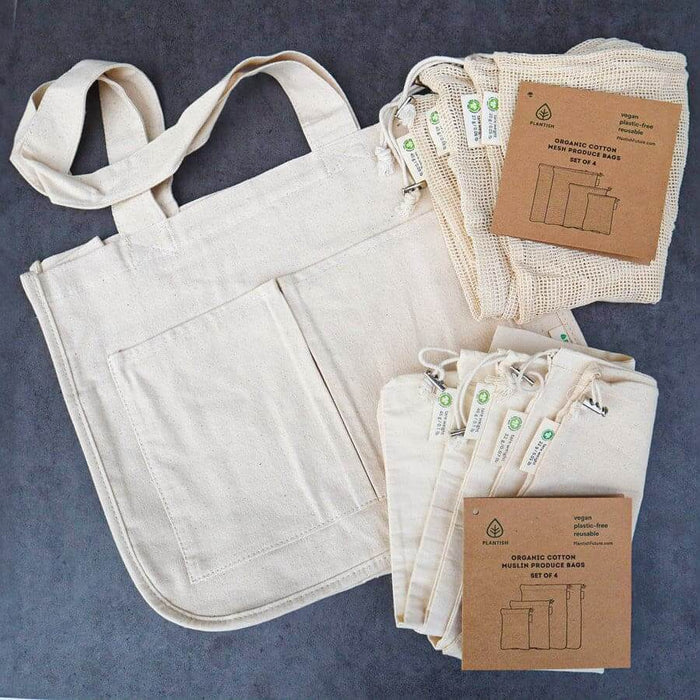 Reusable produce bags 9-piece organic cotton set