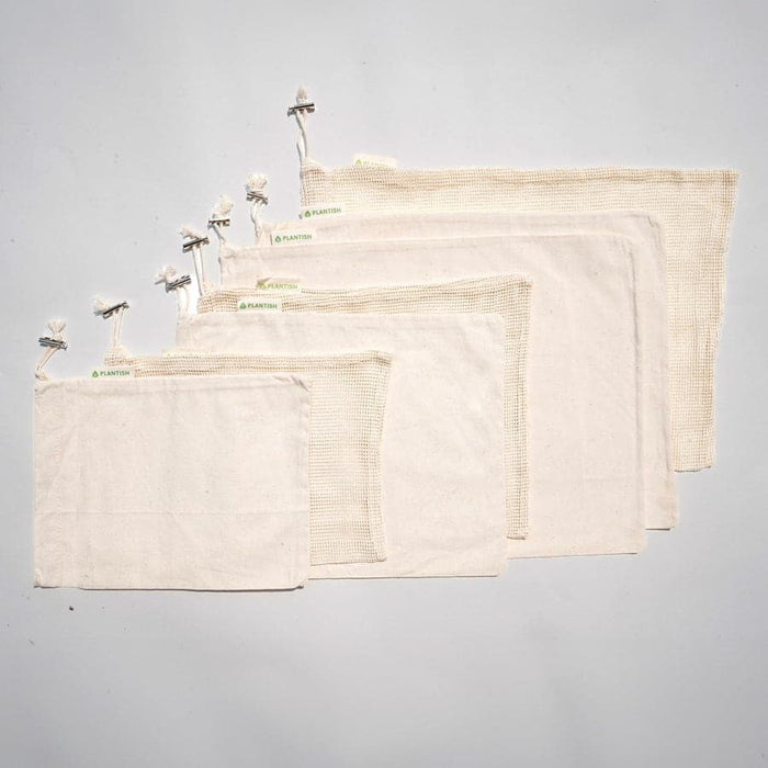 Reusable produce bags 9-piece organic cotton set