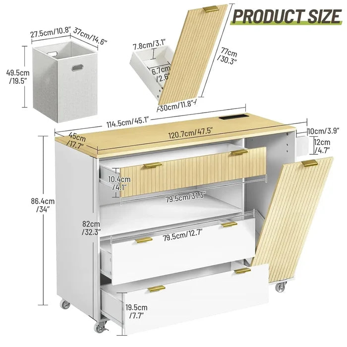 Rolling Kitchen Island assembly diagram with labeled parts