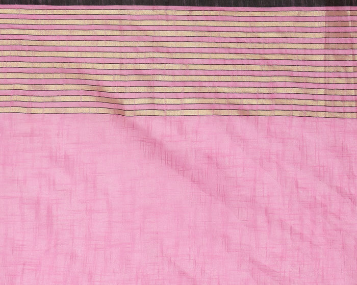 Rosy Khadi Linen Saree Pink