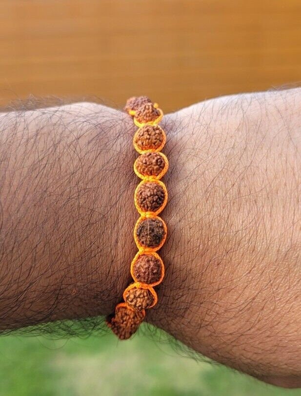 Rudraksha Beads Meditation Bracelet Hindu Shiva Kesari Thread Adjustable Y2R Evil Eye Protection nazar Shield Amulet