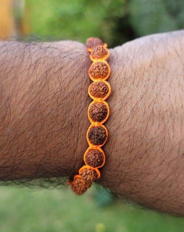 Rudraksha Beads Meditation Bracelet Hindu Shiva Kesari Thread Adjustable Y2R Evil Eye Protection nazar Shield Amulet