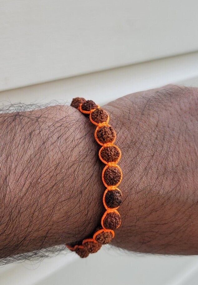 Rudraksha Beads Meditation Bracelet Hindu Shiva Kesari Thread Adjustable Y2R Evil Eye Protection nazar Shield Amulet