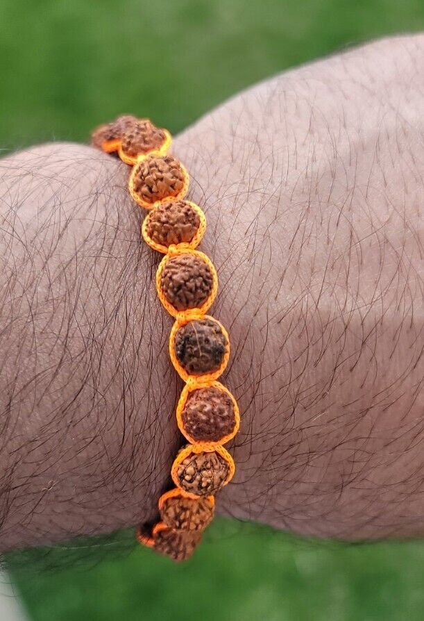 Rudraksha Beads Meditation Bracelet Hindu Shiva Kesari Thread Adjustable Y2R Evil Eye Protection nazar Shield Amulet