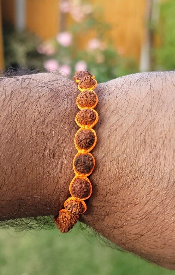 Rudraksha Beads Meditation Bracelet Hindu Shiva Kesari Thread Adjustable Y2R Evil Eye Protection nazar Shield Amulet