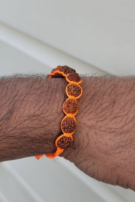 Rudraksha Beads Meditation Bracelet Hindu Shiva Kesari Thread Adjustable Y2R Evil Eye Protection nazar Shield Amulet