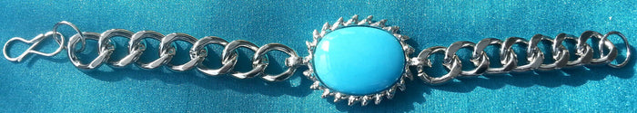 SALMAN KHAN Movie KICK Style Stunning Steel Curb ChainTurquoise Bracelet X-MAS