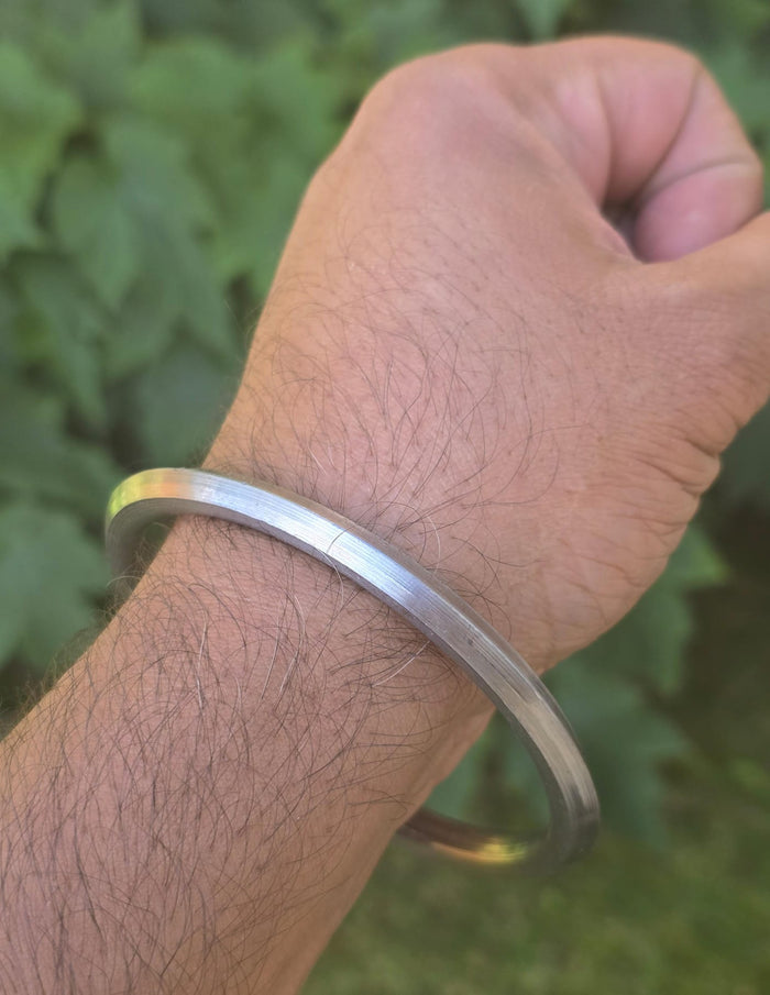 Sarbloh Kara One Edge Pure Iron Kada Sikh Bangle Khalsa Bracelet Handmade D5 New Traditional UnisexKarha