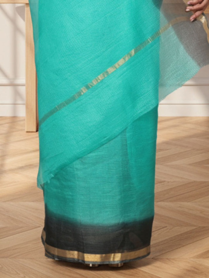 Sea Green Pure Silk Kota Doria Handdyed Saree