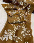 Embroidered Organza Pure Silk Brown Saree for Graceful Styling | Indiehaat