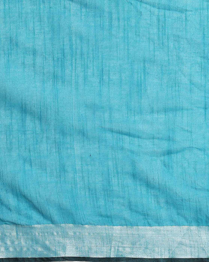 Buy Serene Slub Linen Blue Saree Online | Hand Dyed