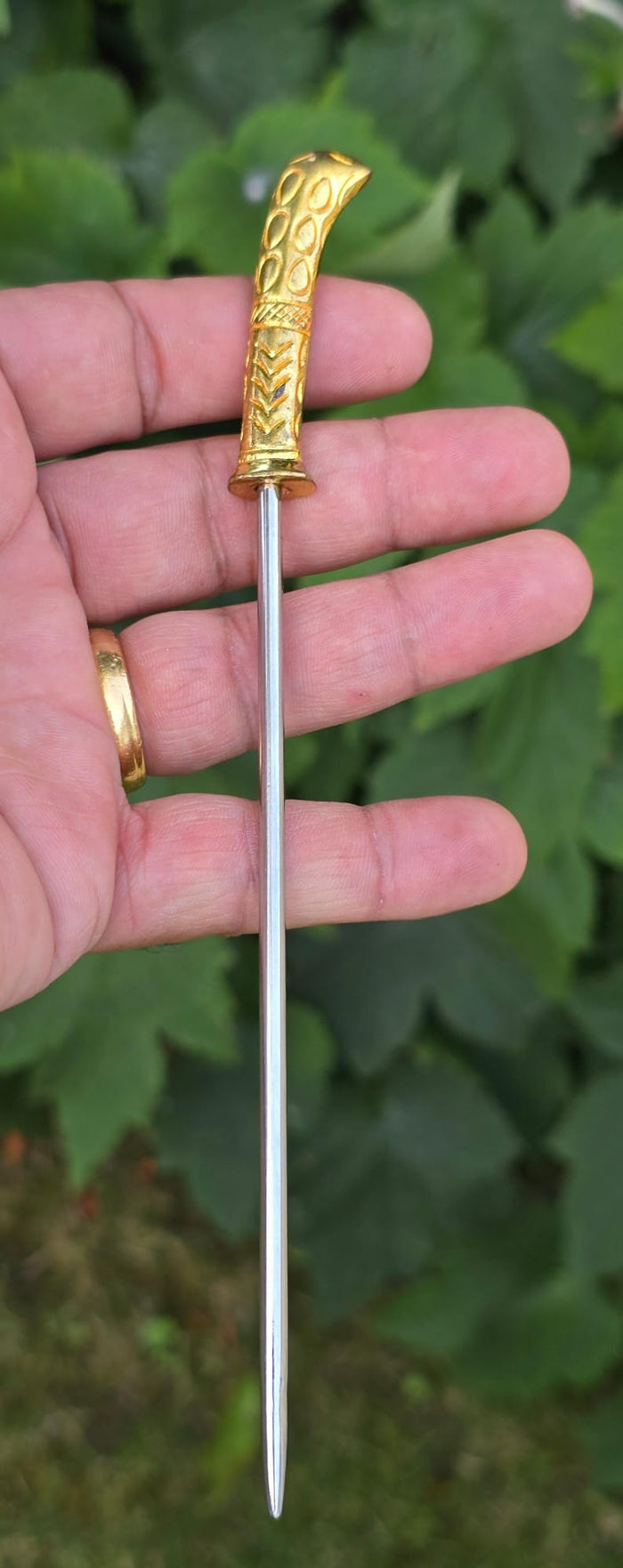 Sikh Baaj Gold Plated Stainless Steel Turban Salai Dumalla Patka Dastar Pagri Keski Hair Tucking Needle
