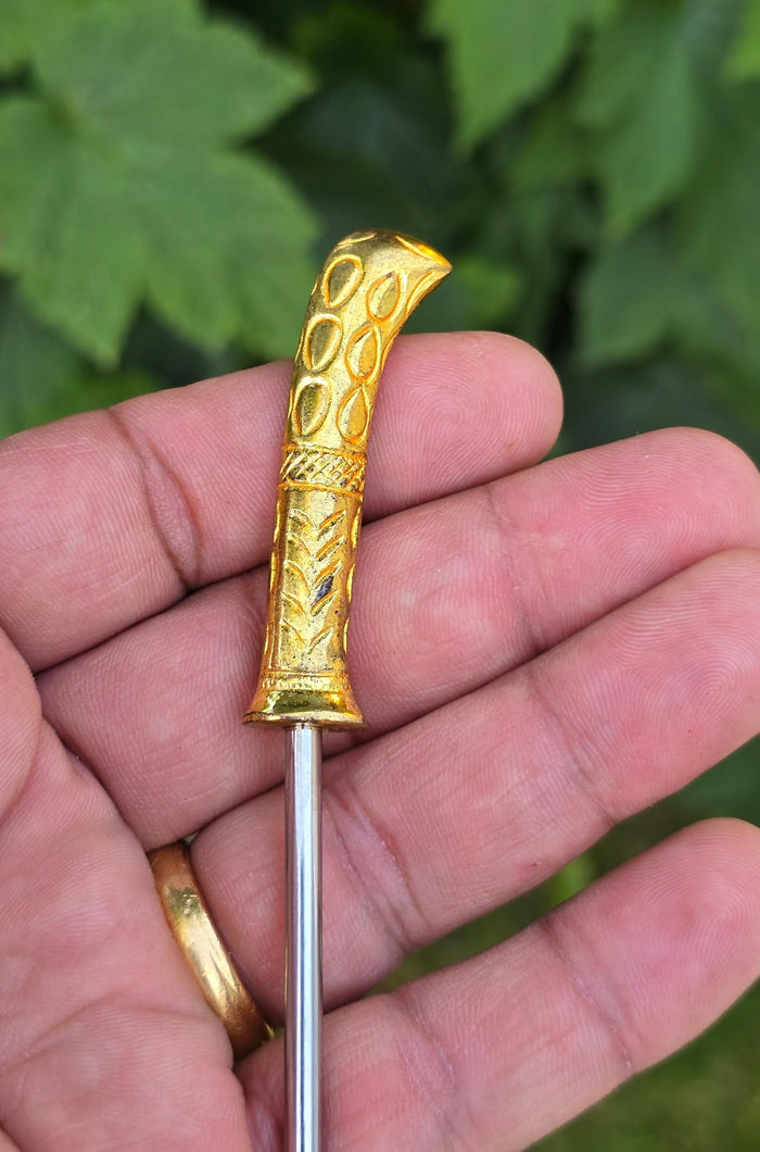 Sikh Baaj Gold Plated Stainless Steel Turban Salai Dumalla Patka Dastar Pagri Keski Hair Tucking Needle