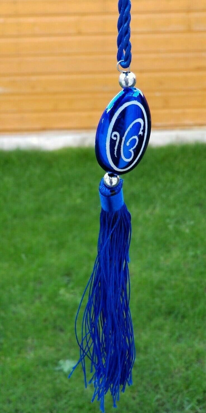 Sikh Ek Onkar Khanda Blue Car Mirror Hanger Punjabi Nazar Shield Pendant Gift RR3
