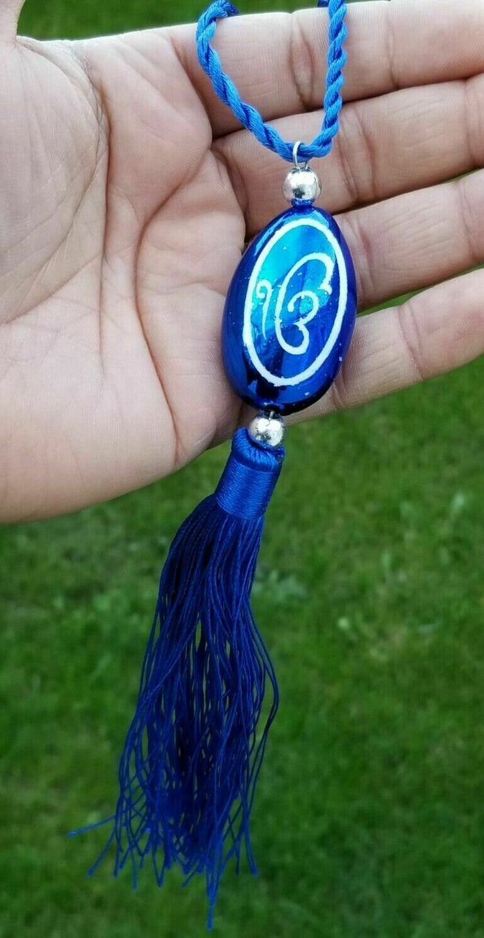 Sikh Ek Onkar Khanda Blue Car Mirror Hanger Punjabi Nazar Shield Pendant Gift RR3