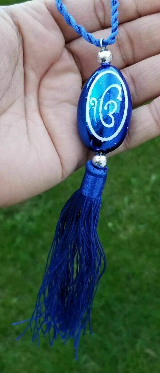Sikh Ek Onkar Khanda Blue Car Mirror Hanger Punjabi Nazar Shield Pendant Gift RR3