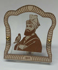 Sikh Guru Gobind singh Wood Carved Photo Car Dashboard Desktop Stand Mantle item