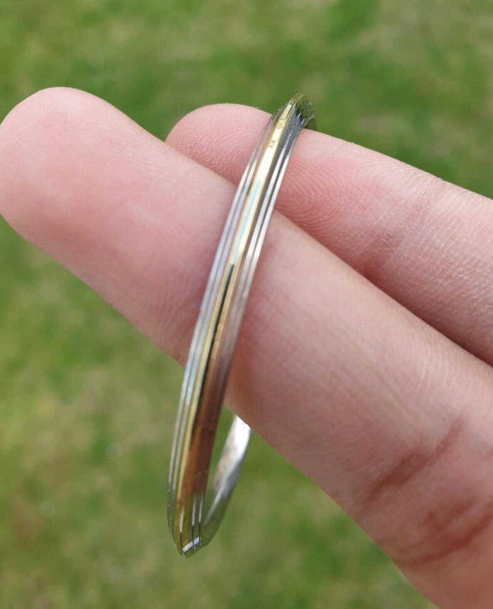 Sikh Kids Kara Stainless Steel Kada with Brass Edge Line Bracelet Unisex Bangle Y4R