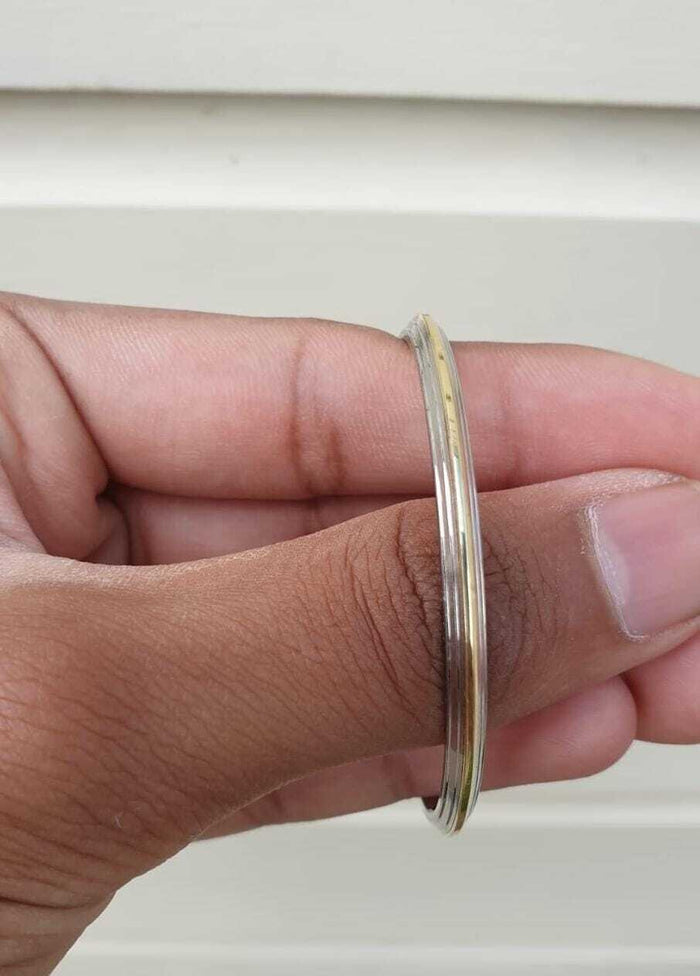Sikh Kids Kara Stainless Steel Kada with Brass Edge Line Bracelet Unisex Bangle Y4R