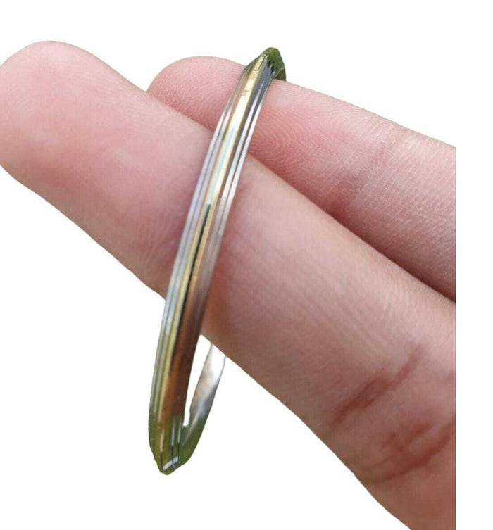 Sikh Kids Kara Stainless Steel Kada with Brass Edge Line Bracelet Unisex Bangle Y4R