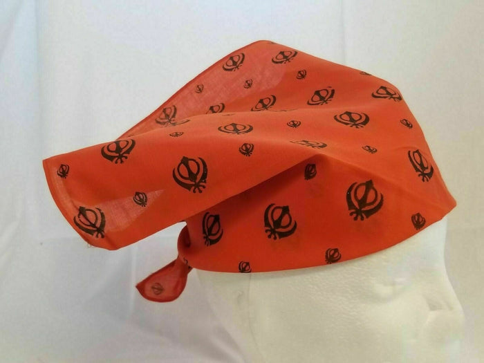 Sikh punjabi singh kaur orange khalsa khandas bandana head wrap gear rumal za2