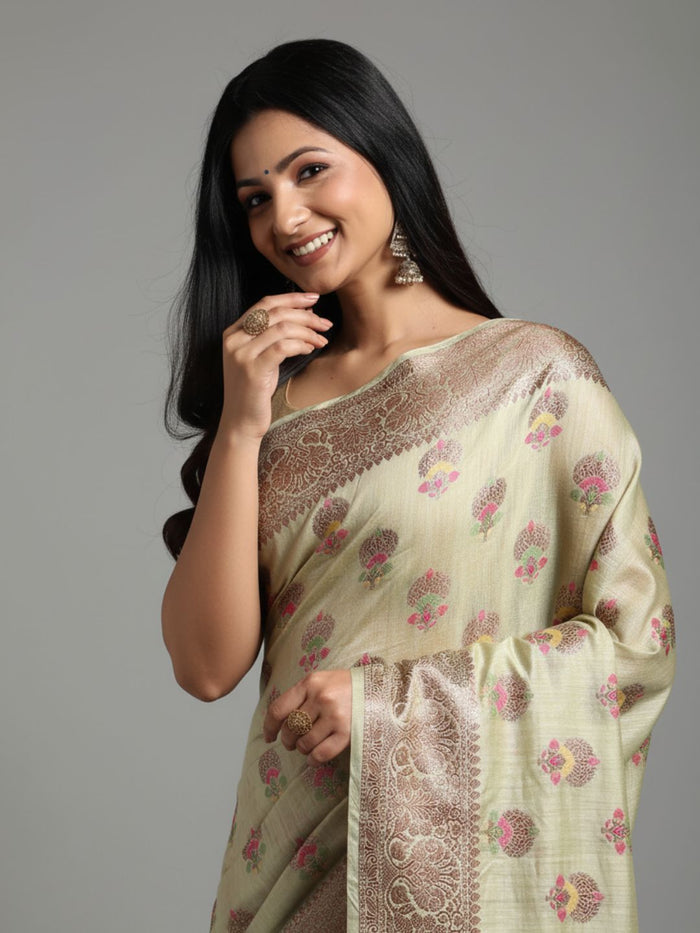 Shop Online Silkmark Certified Banarasi Muga Tussar Saree