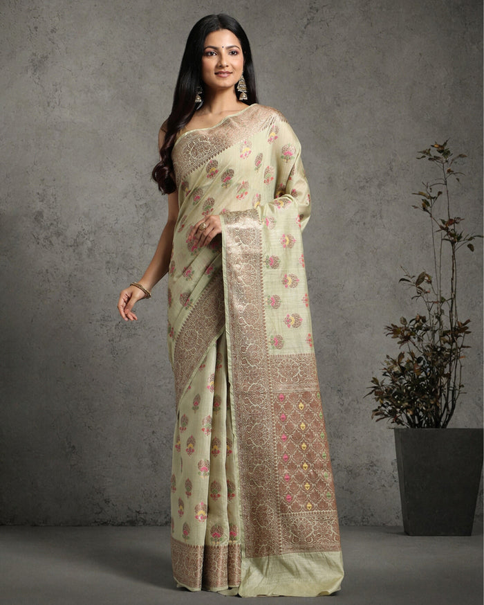 Shop Online Silkmark Certified Banarasi Muga Tussar Saree