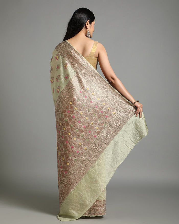 Shop Online Silkmark Certified Banarasi Muga Tussar Saree