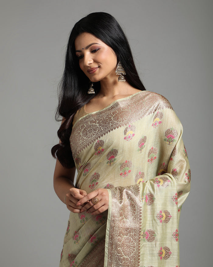 Shop Online Silkmark Certified Banarasi Muga Tussar Saree