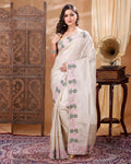 Silkmark Certified Kinetic Pure Tussar Cutwork Beige Saree