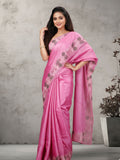 Silkmark Certified Lucid Pure Tussar Cutwork Pink Saree