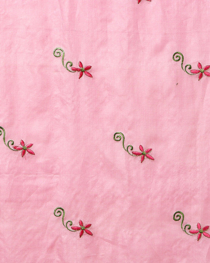 Silkmark Certified Pure Tussar Classy Embroidered Pink Saree