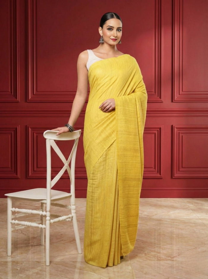Silkmark Ghicha Tussar Effulgent Yellow Saree