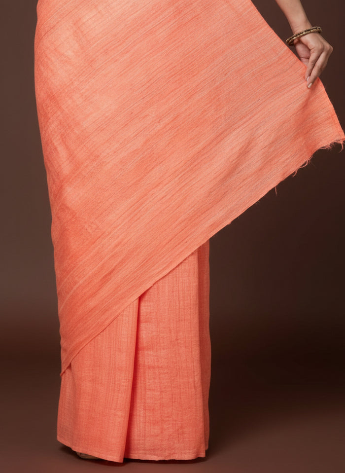 Silkmark Ghicha Tussar Enchanting Orange Saree