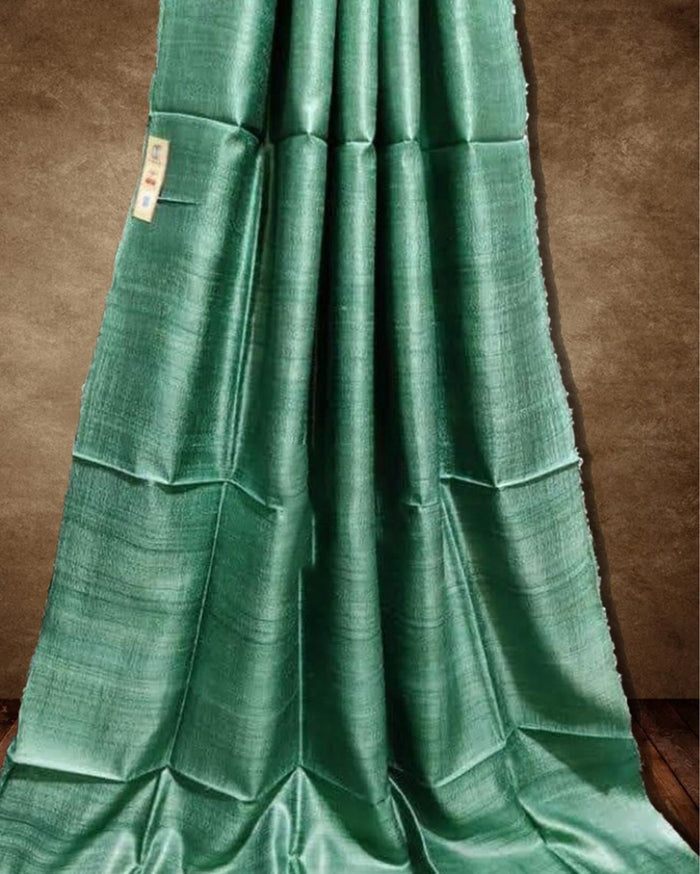 Silkmark Ghicha Tussar Exquisite Green Saree
