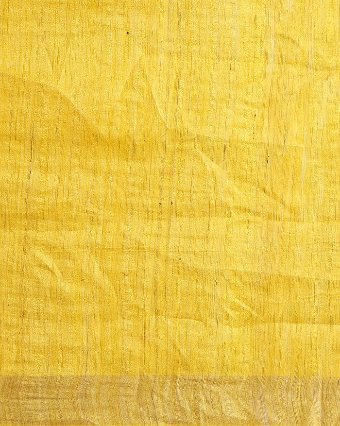Silkmark Ghicha Tussar Harmonious Yellow & Purple Saree