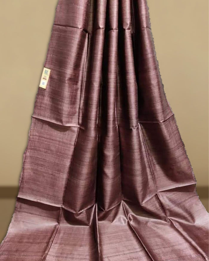 Silkmark Ghicha Tussar Illuminating Wine Saree
