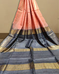 Silkmark Ghicha Tussar Masterful Pink & Black Saree