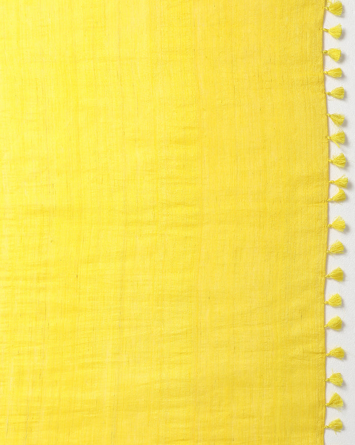 Silkmark Ghicha Tussar Radiating Yellow Saree