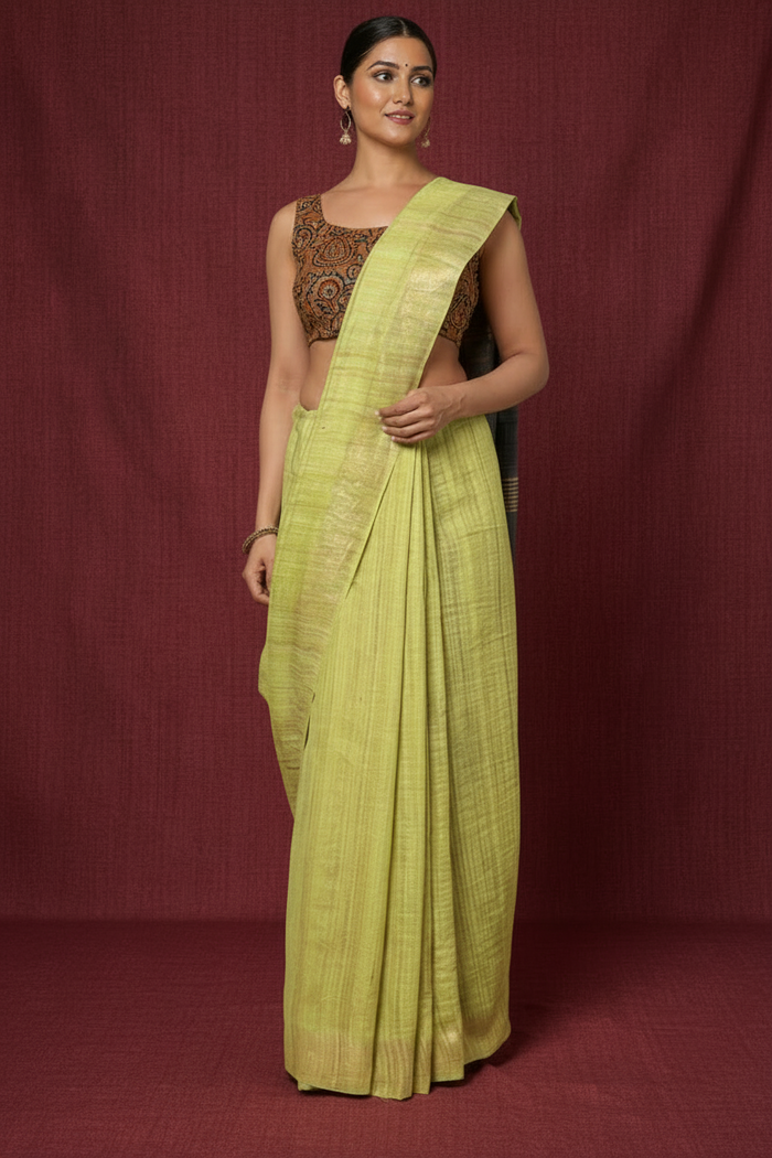 Silkmark Ghicha Tussar Scintillating Black & Yellow Saree