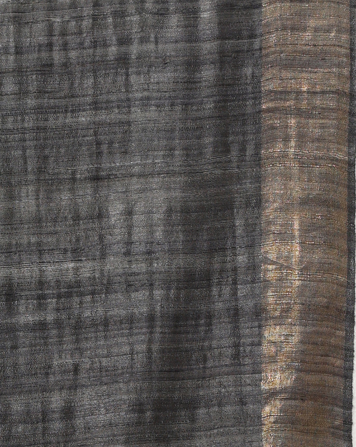 Silkmark Ghicha Tussar Scintillating Black & Yellow Saree