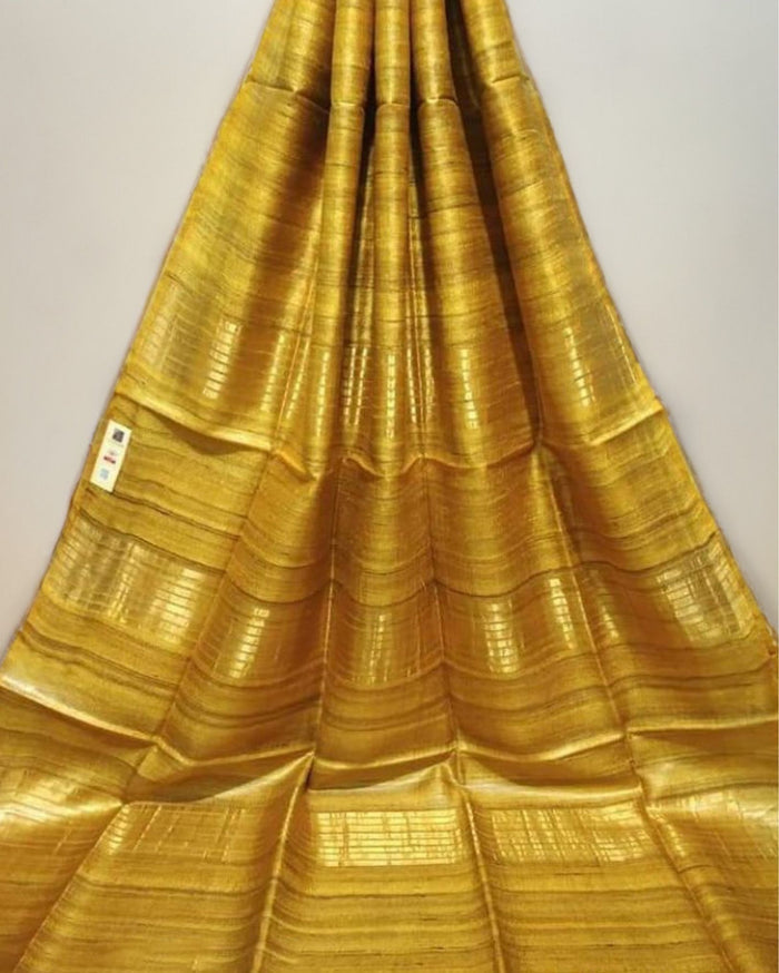 Silkmark Ghicha Tussar Silk Mustard Saree