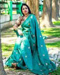 Tussar Silk Saree Online – Floral Buti Embroidery – Party Wear – Indiehaat
