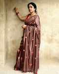 Tussar Silk Saree Online – Floral Buti Embroidery – Lightweight – Indiehaat