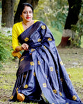 Tussar Silk Saree Online – Floral Buti Embroidery – Classic – Indiehaat